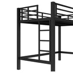 Letto a soppalco in metallo salvaspazio con doppia scaletta e ringhiere, nero - ModernLuxe