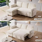 Divano Letto Estraibile 2 in 1 Dyonery con Chaise Longue Contenitore e USB, Divano Angolare in Velluto a Coste per Soggiorno