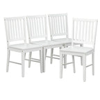 Set di 4 sedie da pranzo con schienale a doghe in legno massello, struttura robusta, design classico, facile montaggio