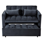 Moderno divano letto estraibile, divano letto 3-in-1 con schienale regolabile, divanetto in velluto, cuscini e tasche laterali