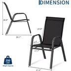 Sedie da patio, Set di 4/6 sedie da pranzo impilabili per esterni in textilene leggero per tutte le stagioni con braccioli per giardino, bordo piscina