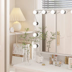 Lussuosa Toeletta da Trucco a LED con 9 Cassetti Elegante Postazione Trucco