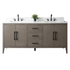 Mobile lavabo doppio Vanity Art 72 per bagno con piano in marmo composito
