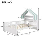 Letto a Capanna ModernLuxe per Bambini, Misura Singola/Piazza e Mezza, in Legno con Testiera Contenitore, Struttura in Pino Massiccio con Sponde di Protezione