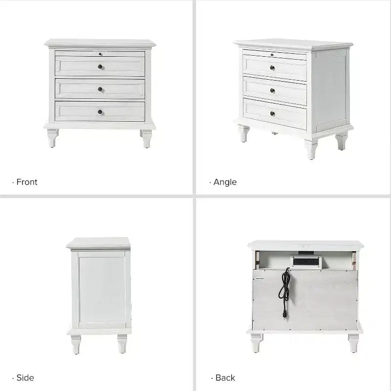 Giorgio 3 - Comodino con 3 cassetti e prese integrate, set da 2|HULALA HOME