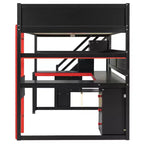 GDFStudio Scott Letto a Soppalco in Legno per Gaming con Scala Contenitore, Scrivania, Mensole e Pannello Forato