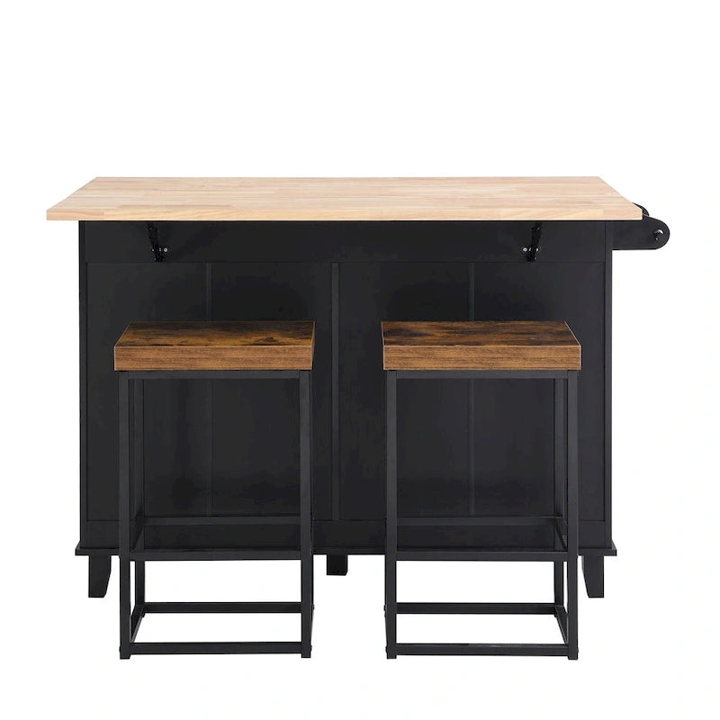 Set da isola per cucina TOPMAX con anta a ribalta e 2 posti a sedere, set tavolo da pranzo con ripiano regolabile, cassetti e portasciugamani