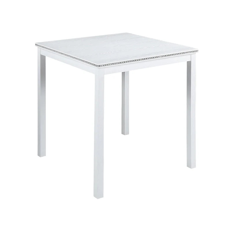 Set da pranzo moderno di 5 pezzi con tavolo quadrato ad altezza bancone e 4 sedie imbottite