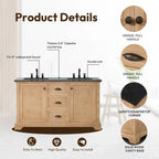 Mobile bagno Hervas con top in marmo naturale senza specchio