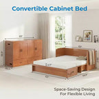 Mjkone Letto a Scomparsa Convertibile Matrimoniale Queen Size con Ricarica USB, Cassetti Contenitori, Materasso Escluso
