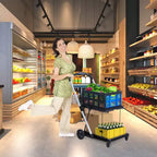 Carrelli della spesa pieghevoli a 2 livelli per la spesa, capacità 90 kg, carrello per la spesa portatile pieghevole con ruote e cassa rimovibile per centro commerciale, blu