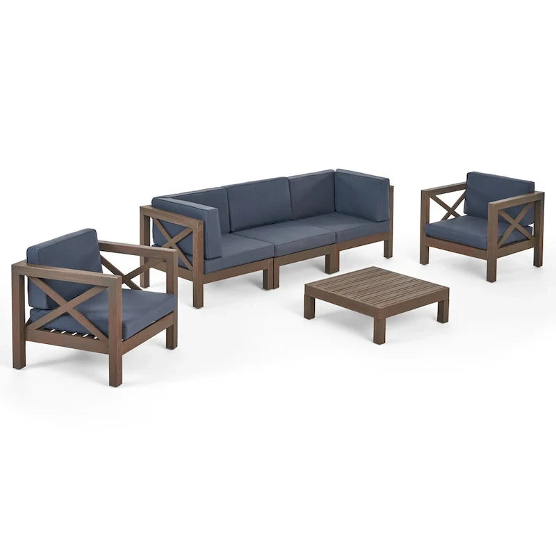 Set da conversazione Brava Outdoor a 6 pezzi in legno di acacia di Christopher Knight Home