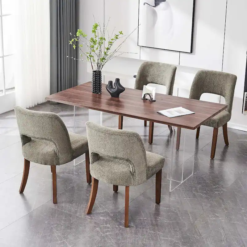 Set di 4 sedie da pranzo imbottite in tessuto