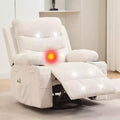 Poltrona Reclinabile Girevole a Dondolo con Massaggio e Riscaldamento, Girevole a 360° con Portabicchieri e Tasche Laterali, Divano Ergonomico per Soggiorno, Camper, Cameretta
