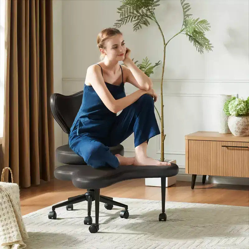 Pinmoco Sedia da ufficio ergonomica Criss Cross, sedia da meditazione regolabile in altezza, girevole a 360°, supporto lombare, sedia da lavoro e da ufficio, sedia ADHD