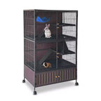 Gabbia per animali di piccola taglia, Gabbia per furetti - Habitat a 5 livelli da 150 cm con mobiletto, include amaca/ruote/rampe rimovibili/vassoi facili da pulire