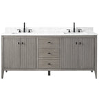 Mobile lavabo doppio Vanity Art 72 per bagno con piano in marmo composito