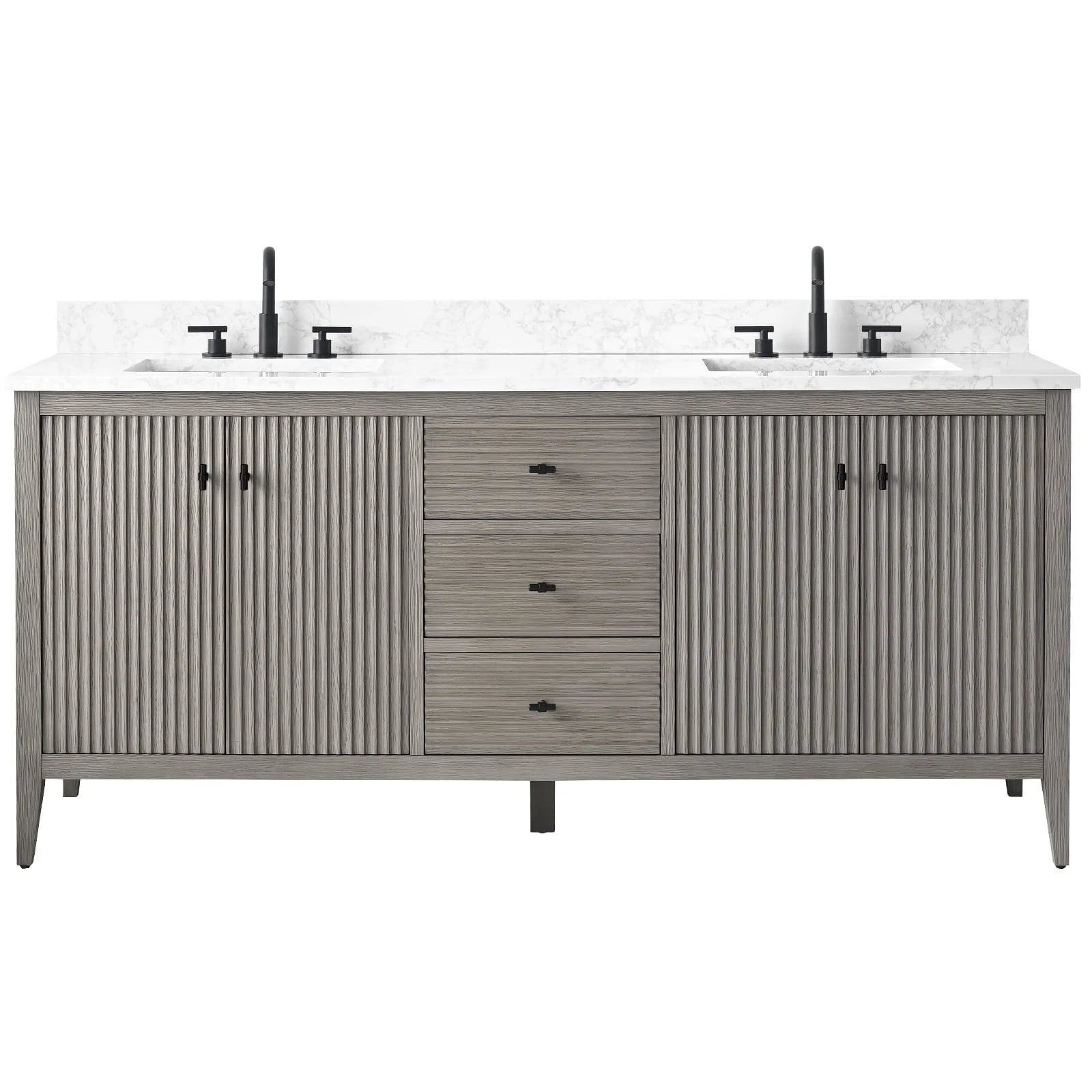 Mobile lavabo doppio Vanity Art 72 per bagno con piano in marmo composito