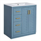 Mobile bagno 30 pollici con lavabo singolo, armadietto e 3 cassetti – Nero / Blu / Verde / Indaco / Bianco