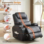 Bestier Poltrona Reclinabile Elettrica con Funzione Power Lift Assistita, Massaggio e Riscaldamento, in Ecopelle, con Tasche Laterali e Portabicchieri, 88 cm