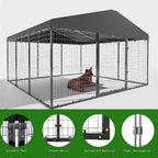 L 118 x P 118 x A 70 Cuccia grande per cani da esterno, Box recintato resistente per cani con tetto impermeabile