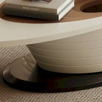 Tavolino da caffè ovale con piano in vetro, base grigia, stile moderno minimalista lussuoso e leggero, 130 cm - L 130 cm L 65 cm A 36,5 cm