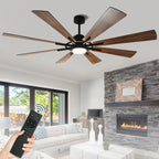 Ventilatore da soffitto con luci telecomandato e 8 grandi pale in legno