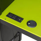 Letto a soppalco a L da gaming con scrivanie, letti a soppalco doppi con luci LED, porte USB, scaffali portaoggetti, letto a soppalco ad angolo in legno per 2