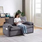 Divano Letto Convertibile in Velluto a Coste 3-in-1 con Letto Estraibile 64.5