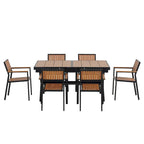 Set da pranzo da esterno allungabile a 7 pezzi con tavolo allungabile e 6 sedie con braccioli