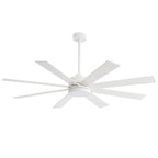 Ventilatore da soffitto nero da 65 pollici a 8 pale con luce LED e telecomando