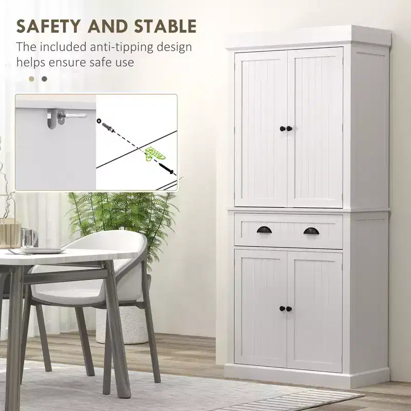 Mobile credenza da cucina da 71" con luci a LED, 6 ante con ripiani, un cassetto e 4 ripiani regolabili