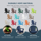 Polytrends Laguna Sedia Adirondack Pieghevole da Esterno per Patio Resistente allo Sbiadimento e alle Intemperie