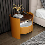 Comodino di Lusso con Piano in Vetro, Cassetto Contenitore e Vano Aperto