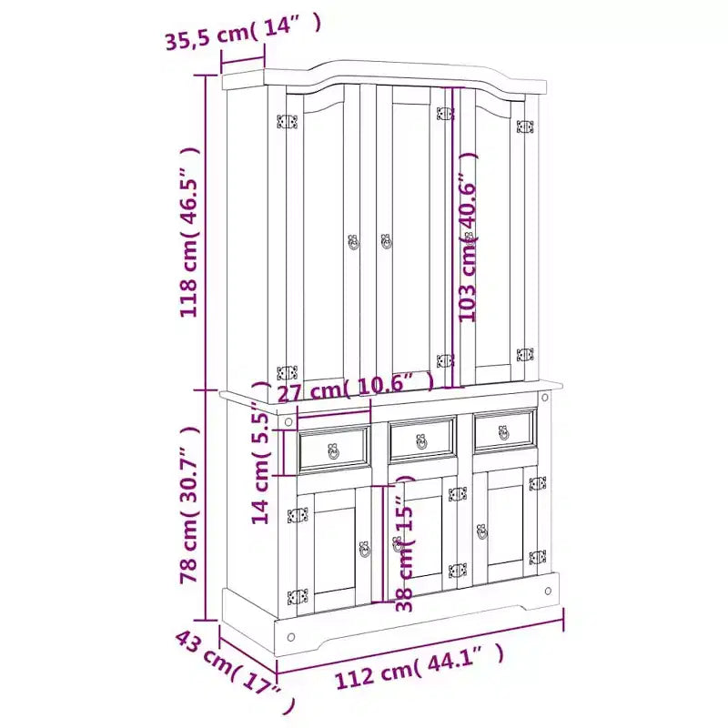 vidaXL Corona Highboard