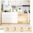 Credenza/Mobile Buffet Intelligente Girevole/Allungabile con 6 Cassetti, Piano d'Appoggio Estensibile, Tappetino Antiscivolo, Tavolo da Pranzo Girevole, Dispensa ad Isola per Cucina