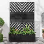 MAYEERTY Fioriera con traliccio in ferro nero Linea parallela 01 Stile combinato classico a persiana 183x119x41 cm Set da 3 pezzi