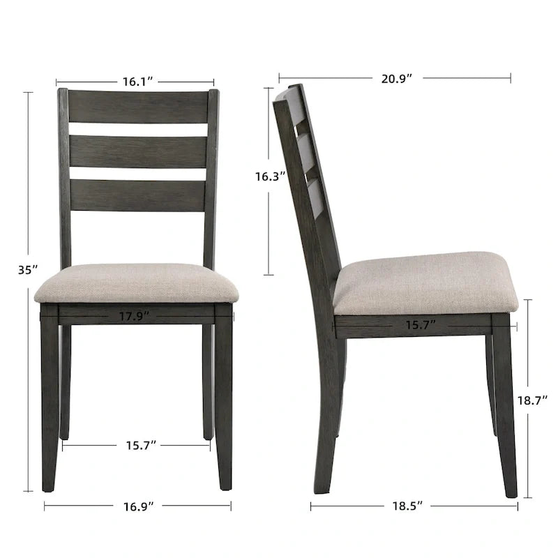 Set di 5 mobili da pranzo in legno massello 47L (1 tavolo + 4 sedie con schienale a doghe)