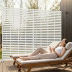 MAYEERTY 72x47 Pannello Paravento per Esterni Bianco Naturale, Set da 6 Pezzi Divisorio Pieghevole Naturale per Cortile e Giardino
