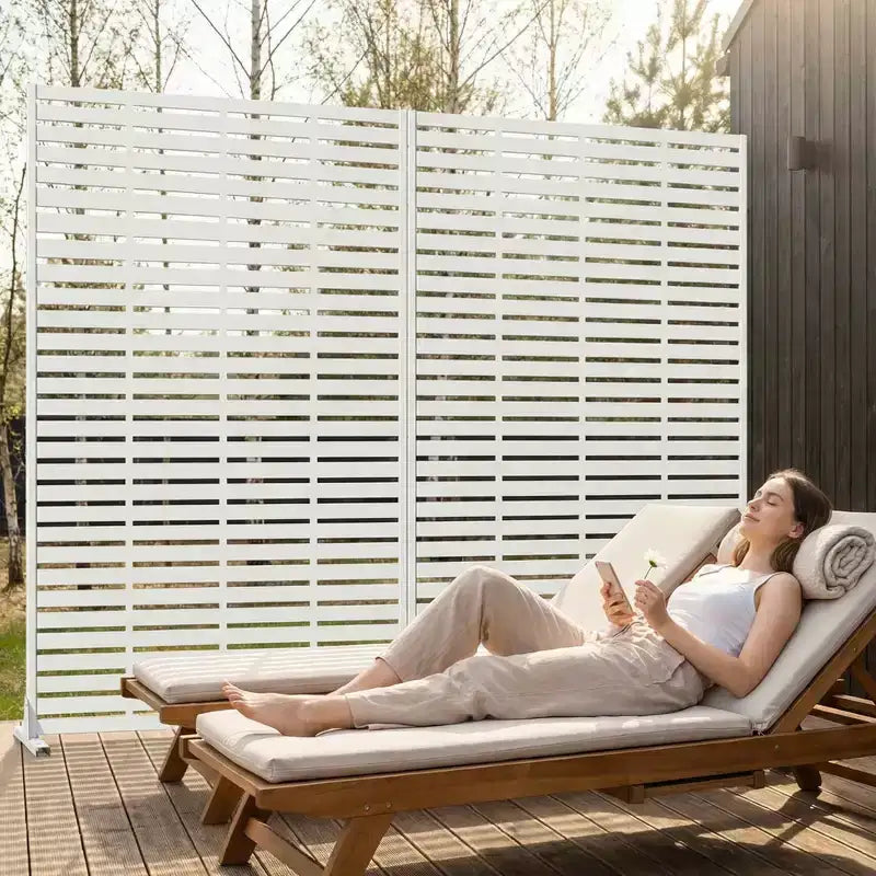 MAYEERTY 72x47 Pannello Paravento per Esterni Bianco Naturale, Set da 6 Pezzi Divisorio Pieghevole Naturale per Cortile e Giardino