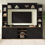 ModernLuxe Mobile TV da Parete 4 in 1 per Stile Rustico, Adatto a TV Fino a 70 Pollici, Consolle Multimediale con Ripiani Regolabili e Cassetti