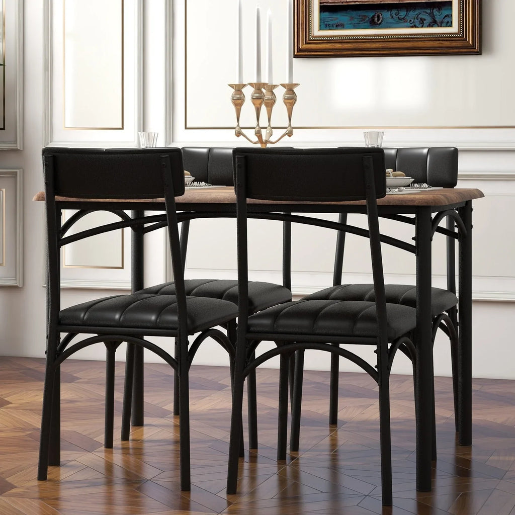 Set da pranzo rettangolare per 4 con sedie imbottite
