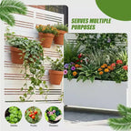 Fioriera rettangolare in ferro battuto bianco MAYEERTY con traliccio (Harold Wide-Narrow B Louvered), 72x35x16, 5 pezzi, decorazione per giardino interno ed esterno