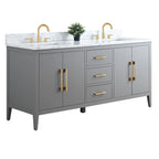 Mobile lavabo doppio Vanity Art 72 per bagno con piano in marmo composito