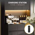 Mobile dispensa da cucina da 71 pollici, mobile dispensa con luci a LED e prese di corrente, mobile buffet con supporto per microonde, ripiani regolabili