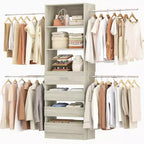 Besiost Sistema Organizer per Armadio in Legno 4-9 piedi con 4 Cassetti, 4 Aste Appendiabiti e Torri Scaffale
