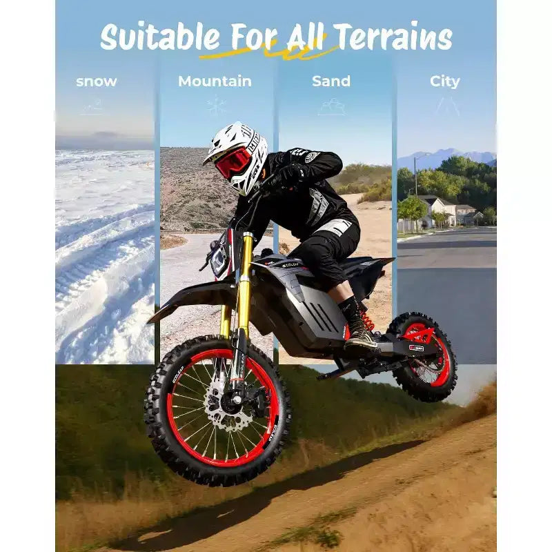 ECOLEAP Bici da cross elettrica da 3500W di picco per adolescenti e adulti, E-Bike fuoristrada da 60 km/h, Batteria da 48V 21Ah, Autonomia fino a 88 km, 180 kg, 13+