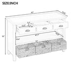 Consolle da Ingresso con Contenitore, Tavolo da Ingresso Stile Rustico con 3 Cassetti e 3 Cesti in Giacinto d'Acqua per Soggiorno o Ingresso - Panipeachy