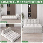 Divano Letto Futon Pieghevole in Velluto a Coste, Sedia Convertibile da Pavimento con Cuscino e Supporto per la Schiena