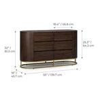 Comò moderno a 6 cassetti con design a bordo vivo, base in metallo e costruzione durevole in legno misto